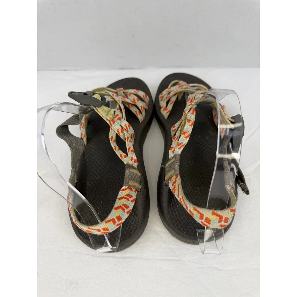 Chaco Z Cloud 2 Womens 8‎ Brown Orange Geometric Double Strap Toe Loop Sandals